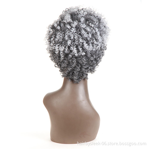 1O Inches High Temperature Fiber Silver Grey Multi Colors wig Kinky Afro BOB Short Cheap and fine Synthetic Hair Wigs for Women